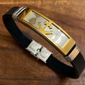 Stainless steel &  Titanium LEATHER bracelet